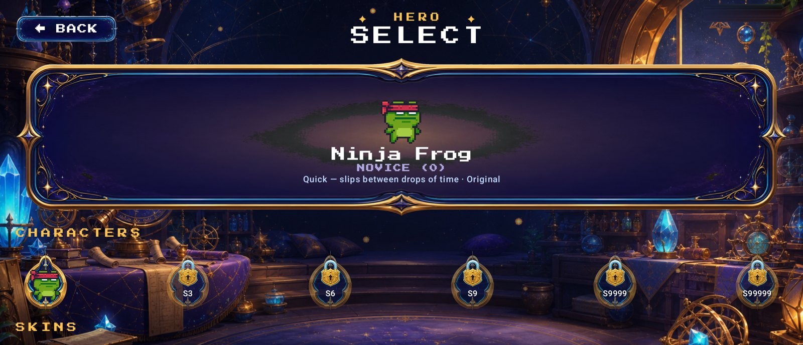 Star Saviors — hero select with skins and mastery