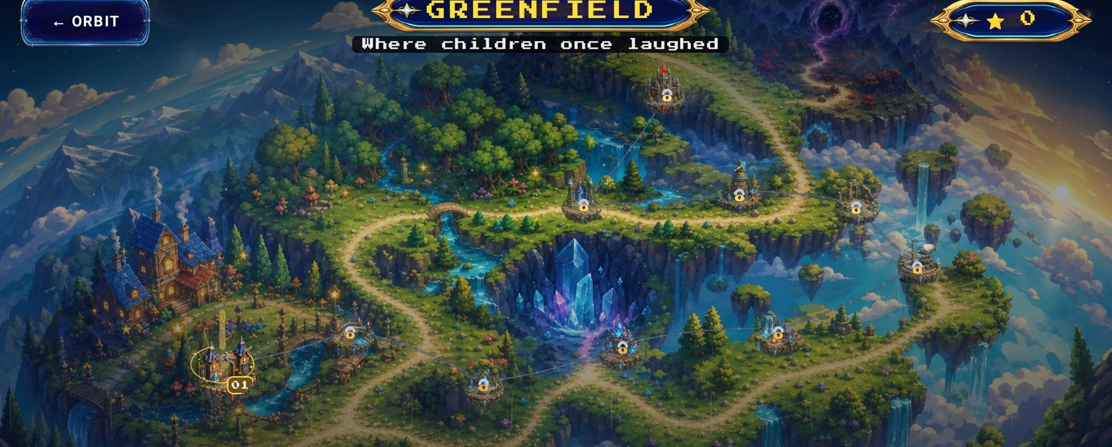Star Saviors — the Greenfield level map with star ratings